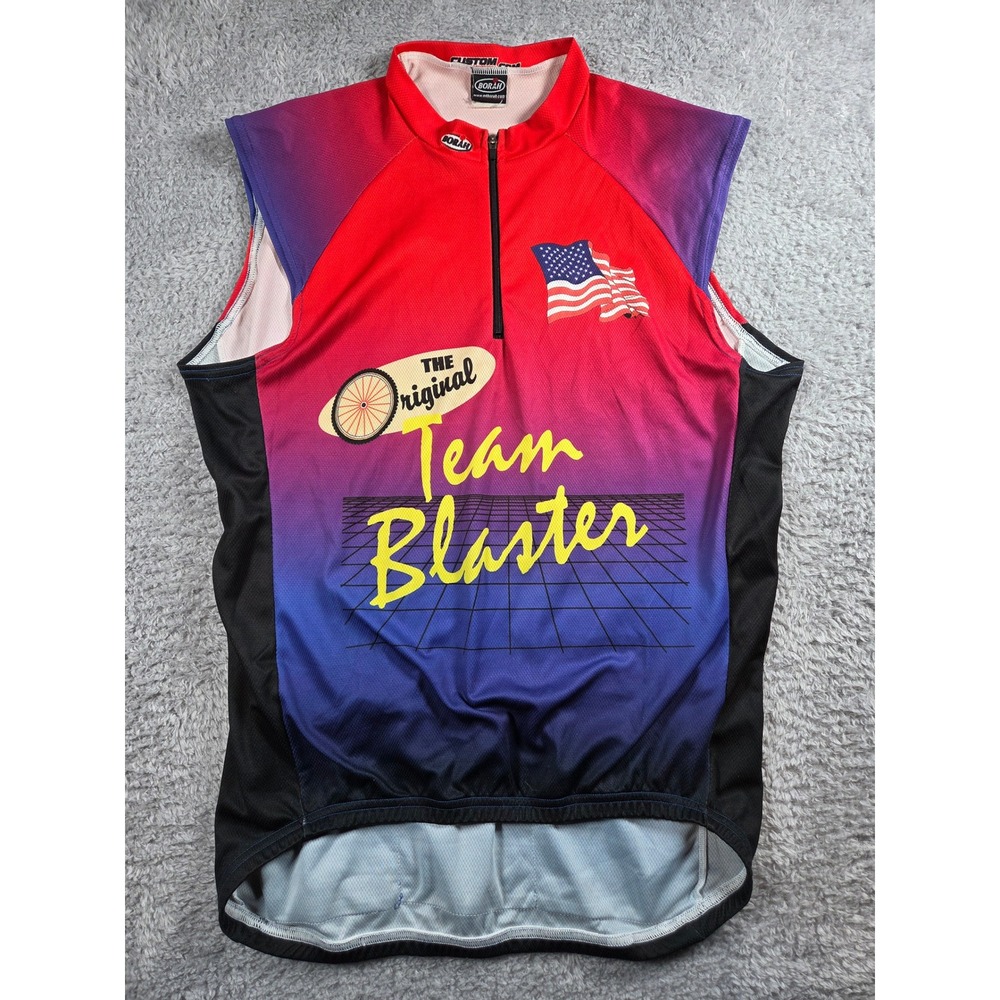 Borah Team Blaster Cycling Jersey XL Red Purple Blue Mens Vest 9-11 Memorial USA